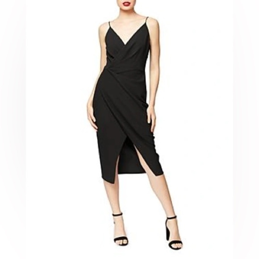 BETSEY JOHNSON
Draped Surplice Sheath Dress In Black NWT